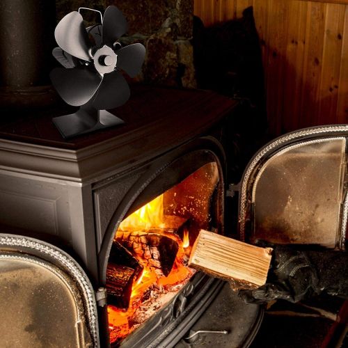  JIU SI Heating Fan for Stove, Upgrade 5 Blades Stove Fan Log Burners Fan and Wood Burners Fan Stove Eco Friendly Heat Circulation Efficient Distribution Fireplace Fan