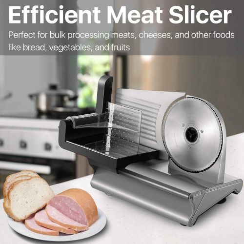  [아마존베스트]Flexzion Electric Meat Slicer with 7.5 Stainless Steel Blade, Motorized Deli Slicer Cutter for Home Kitchen Meat, Salami, Ham, Cold Cuts, Hard Cheese