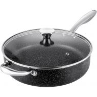 N++A Saute Pan 11-inch, Nonstick Deep Frying Pan with Lid 5 Qt, Stone-Derived Coating Skillet, Induction Compatible, Black