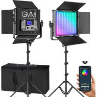 [아마존베스트]GVM Great Video Maker GVM RGB LED Video Lighting Kit with APP Control, 50W 360° Full Color Led Video Lights, Photography Lighting Video Light Kit with 8 Applicable Scenes, 2 Packs Led Panel Lights for V