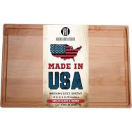 Made in USA Black Walnut Wood Cutting Board by Virginia Boys Kitchens - Butcher Block Wooden Carving Board with Juice Well made from Sustainable Hardwood (17x11)