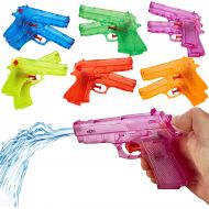 Kicko 6 Pieces Squirt Water Gun 6 Inches Plastic Assorted Colors - Classic Action and Fun Toy, Pool, Prize, Party Favor