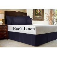 Rac's Linen Racs Brand - SOLID LOOKp Hotel Collection 600 TC Bed Skirt 16 Drop Length 100% Egyptian Cotton { Olympic Queen Size } 1- Piece Bed Skirt ( Navy Blue )