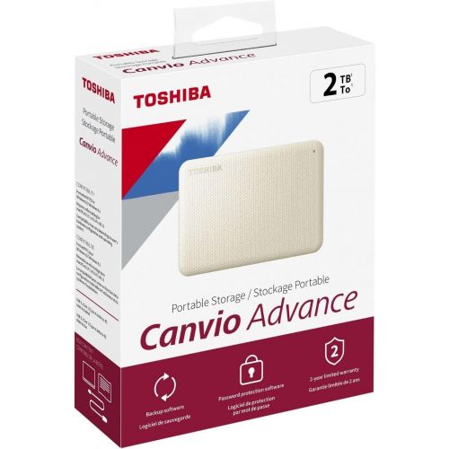  Toshiba Canvio Advance 2TB Portable External Hard Drive USB 3.0, White - HDTCA20XW3AA
