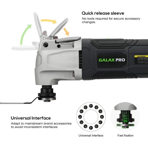 [아마존베스트]GALAX PRO 2.4Amp 6 Variable Speed Oscillating Multi-Tool Kit with Quick-Lock accessory change, Oscillating Angle:4°, 28pcs Accessories and Carry Bag