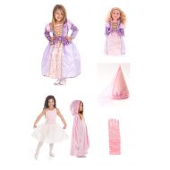 Little Adventures Rapunzel Princess Dress 6 Piece Costume Set & Matching Doll Dress (Large (Age 5-7))