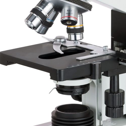  [아마존베스트]AmScope B490B Compound Binocular Microscope, WF10x and WF20x Eyepieces, 40X-2000X Magnification, Brightfield, Halogen Illumination, Abbe Condenser, Double-Layer Mechanical Stage, S