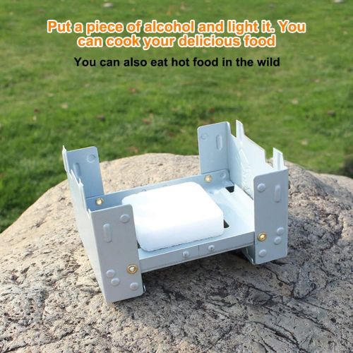  VGEBY Folding Stove, 95 x 75mm Solid Fuel Camping Portable Stove for Outdoor Cooking Backpacking