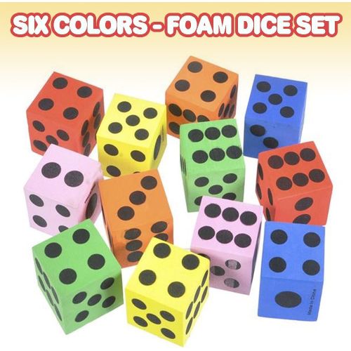  ArtCreativity Colored Foam Dice Set - Pack of 24 - 1.5 Inches Big - Colorful Dice Set - Six Assorted Colors - Fun Playing Games - Great Gift for Kids
