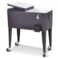 GraceShop 80QT Outdoor Party Portable Rattan Rolling Cooler Cart Will add Beauty to Your Party and Activity.