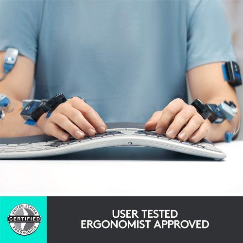  Amazon Renewed (Renewed) Logitech Ergo K860 Wireless Ergonomic Keyboard with Wrist Rest - Split Keyboard Layout for Windows/Mac, Bluetooth or USB Connectivity