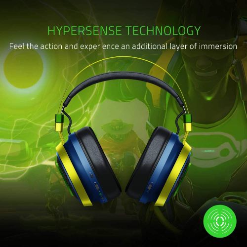 레이저 Razer Nari Ultimate Wireless 7.1 Surround Sound Gaming Headset: THX Audio & Haptic Feedback, Auto-Adjust Headband, Chroma RGB, Retractable Mic, for PC, PS4, PS5, Overwatch Lucio Ed