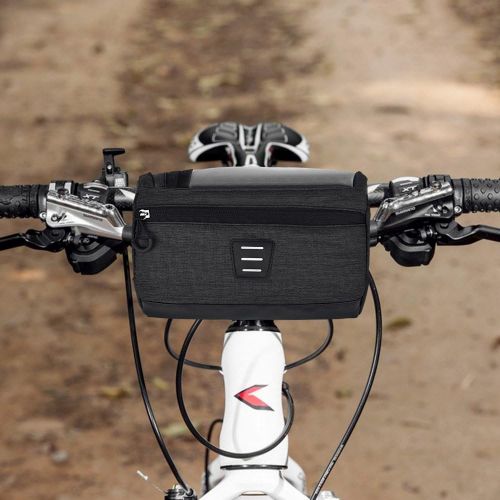  WOTOW Bike Handlebar Bag, Water Resistant Bicycle Basket Front Bag with Touch Screen Phone Holder, Cycling 3L Storage Pouch For Mountain Road MTB Bikes
