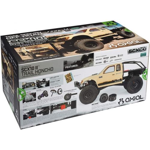  Axial SCX10 II Trail Honcho 4WD RC Rock Crawler Off-Road 4x4 Electric RTR with 2.4Ghz Radio, Waterproof ESC & LED Lights, 1/10 Scale RTR (Tan)