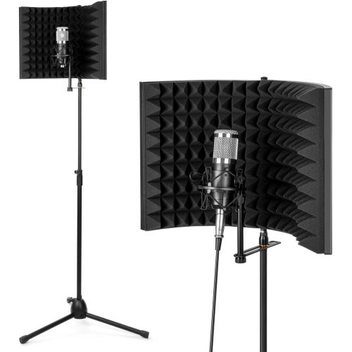  [아마존베스트]AGPtek microphone insulation shield, acoustic shield, adjustable sound shield, foam reflector shield, recording studio microphone pop filter, sound absorber system for studio micro