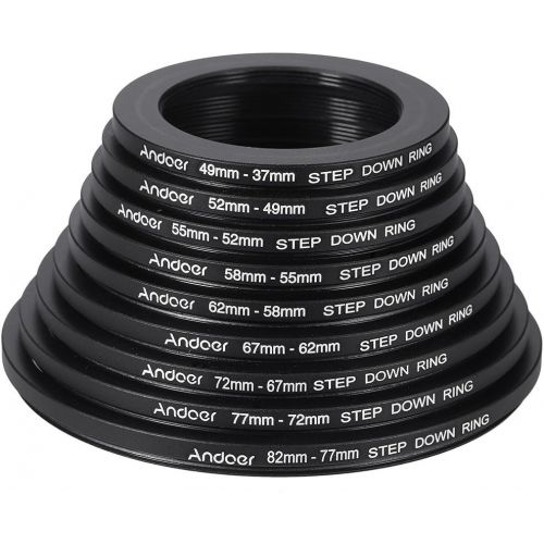  Filter Ring Adapter, Andoer 18pcs Camera Lens Filter Metal Adapter Ring Kit (9pcs Step Up Set & 9pcs Step Down Ring Set)