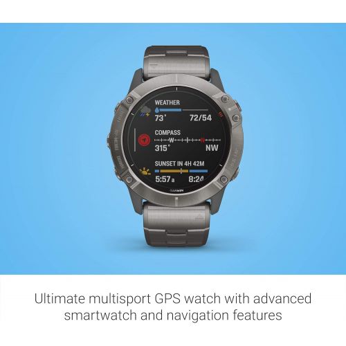 가민 [아마존베스트]Garmin fenix 6X Pro Solar, Premium Multisport GPS Watch with Solar Charging, Features Mapping, Music, Grade-Adjusted Pace Guidance and Pulse Ox Sensors, Titanium