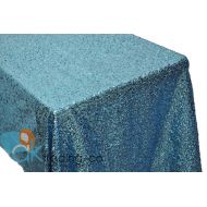 AK TRADING CO. AK-Trading Turquoise Sequin Rectangular Tablecloth, Rain Drops Sequin Taffeta Fabric Sequin Table Cover- Turquoise