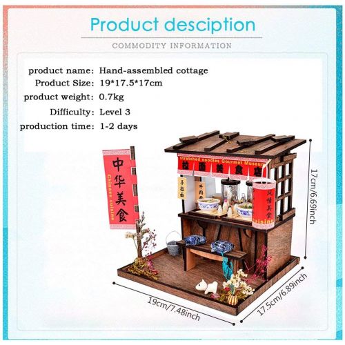  WYD DIY Dollhouse Miniature Kit DIY Wooden Miniature Dollhouse Furniture Model Accessories Hand Craft Children Puzzle Toy Birthday Gift Children Toys (Chinese Hand-Pulled Noodle Shop)