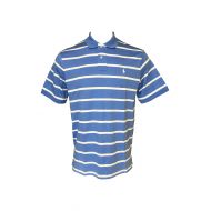 Polo Ralph Lauren Mens Classic Fit Mesh Polo Shirt (Large, Blue/White)