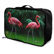 Edward Barnard-bag Flamingo Green Leaf Lawn Travel Lightweight Waterproof Foldable Storage Carry Luggage Large Capacity Portable Luggage Bag Duffel Bag