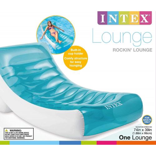 인텍스 Intex Inflatable Rockin Lounge Swimming Pool Floating Raft Chair (4 Pack)