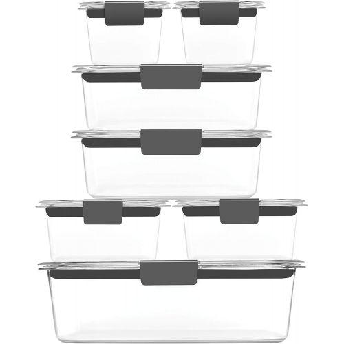  [아마존베스트]Rubbermaid Brilliance Storage 14-Piece Plastic Lids | BPA Free, Clear & Leak-Proof Brilliance Food Storage Set | 1.3 Cup Plastic Containers with Lids | Microwave and Dishwasher Saf