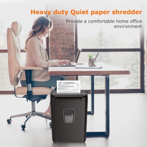  bonsaii Paper Shredder, 12-Sheet Heavy Duty Paper Shredder for Home Office Use, CD/Credit Card Crosscut Shredder with Jam Proof System, Office Shredder with 5.5 Gals Bin & Transpar