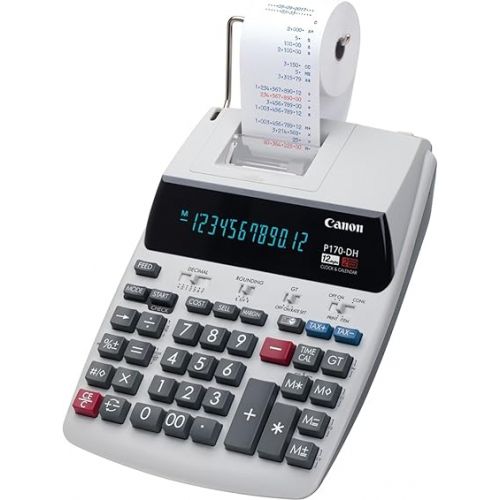 캐논 Canon Office Products 2204C001 Canon P170-DH-3 Desktop Printing Calculator with Currency Conversion, Clock & Calendar, and Time Calculation, Black/White/Silver, 14.60 Inch x 9.60 Inch x 3.00 Inch