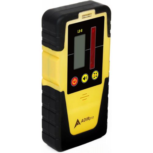  AdirPro Universal Rotary Laser Detector - Digital Laser Detector for Laser Level with Dual Display and Built-in Bubble Level, Compatible with All Red Rotary Lasers - Rod Clamp Incl