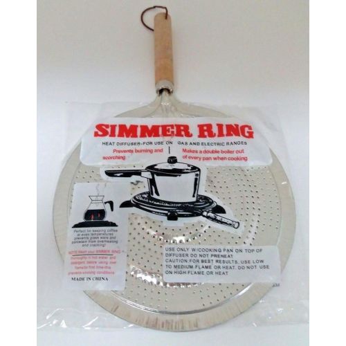  N?A Heat Diffuser StoveTop Simmer Ring for Gas and Electric Ranges Wood Handle