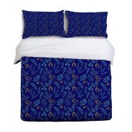 YEHO Art Gallery , Plant Blue Christmas Pattern Cute 3 Piece Duvet Cover Sets for Boys Girls, Cute Decorative Bedding Set Include 1 Comforter Cover with 2 Pillow Cases King Size