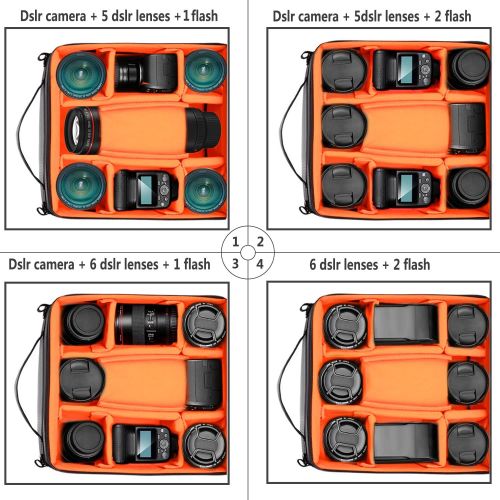 니워 Neewer Flexible Partition Camera Padded Bag Insert Protection Handbag for SLR DSLR Mirrorless Cameras and Lenses,Flash Light,Radio Trigger,Battery and Charger,Cables and Other Came