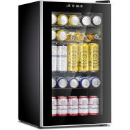 [아마존베스트]Antarctic Star Beverage Refrigerator Cooler-85 Can Mini Fridge Glass Door for Soda Beer Wine Stainless Steel Glass Door Small Drink Dispenser Machine Digital Display for Home, Offi
