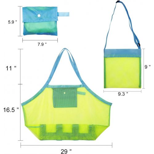  [아마존베스트]meekoo 8 Pieces Colorful Mesh Beach Bags Seashell Bags Beach Shell Bags for Treasure Shell Toy Storage(Color Set 2, Size Set 2)