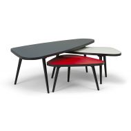 Simpli Home AXCABY-02 Aubrey 3 Pc Nesting Coffee Table Set in Midnight Black, Red, White