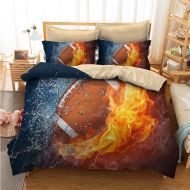 Mangogo American Fantastic Rugby American Football Design,Kids Boys Bedroom Comforter Cover Bedding Set with Pillowcases No Comforter Duvet Cover Sports Themed Bedding Full Size