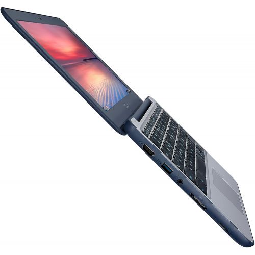 아수스 ASUS Chromebook C202 Laptop- 11.6 Ruggedized and Spill Resistant Design with 180 Degree Hinge, Intel Celeron N3060, 4GB RAM, 16GB eMMC Storage, Chrome OS- C202SA-YS02 Dark Blue, Si