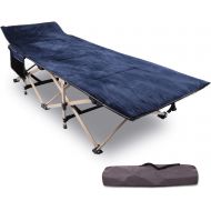 REDCAMP Folding Camping Cot with Pad for Adults, Heavy Duty Sleeping Cot Bed with Carry Bag, Travel Camp Cots Portable for Outdoor Home Office, Blue