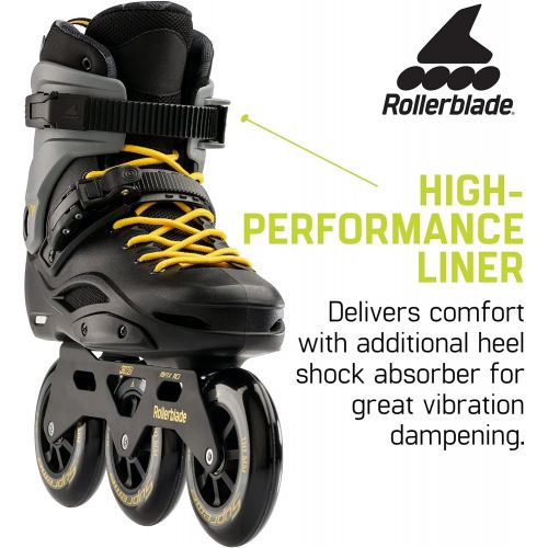 롤러블레이드 Rollerblade RB 110 Unisex Adult Fitness Inline Skate, Black/Saffron Yellow, Urban Performance Inline Skates