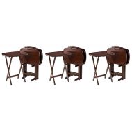 Winsome Wood 94577 Lucca 5 Piece Set TV Tables with Handle, 22.83 W x 25.79 H x 15.67 D, Brown (3 Sets)