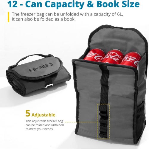  AKASO 12 Cans 6L Collapsible Small Soft Cooler Bag, Breast Milk Preservation, Leakproof Insulated Waterproof Lunch Bag, Portable Beach Bag for Travel Work Lunch Picnic Camping Hiki