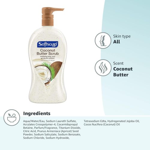  [무료배송]Softsoap Exfoliating Body Wash Pump, Coconut Butter Scrub - 32 fluid ounce
