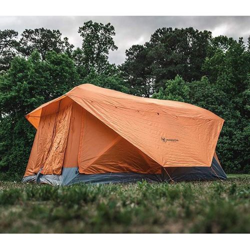  Gazelle T4 Plus Extra Large 4 to 8 Person Portable Pop Up Outdoor Shelter Camping Hub Tent with Extended Screened in Sun Room, Orange