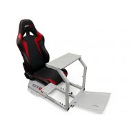 GTR Simulator GTA Model Silver Frame with Adjustable Black Red Leatherette Racing Seat Racing Driving Gaming Simulator Cockpit Chair