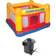 Intex Inflatable Jump-O-Lene Indoor Outdoor Bounce House Kids Ball Pit Castle Jumper with 120V Quick Fill AC Electric Air Pump, Kids Ages 3-6