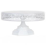 Amalfi Decor 12-Inch Metal Cake Stand, Round Steel Display Pedestal for Wedding Events Birthday Party Dessert Cupcake Plate (White)