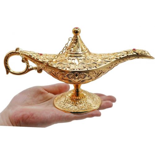  [아마존베스트]AVESON Classic Vintage Collectable Rare Legend Aladdin Magic Genie Costume Lamp Home Table Decoration & Gift, Gold