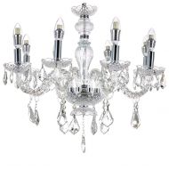 New Galaxy 8-Light Classic Style Chrome Finish Crystal Chandelier Pendant Hanging Ceiling Lighting, 22 Wide