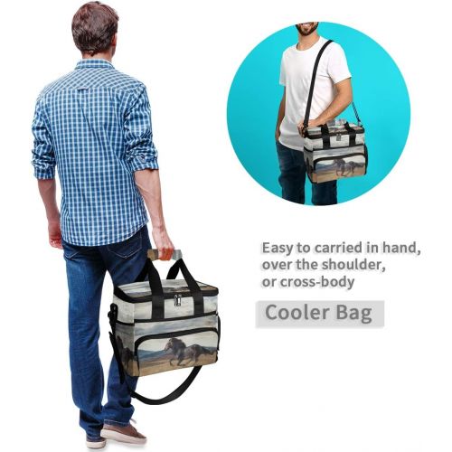  ALAZA Galloping Horse Large Cooler Bag Lunch Box Leakproof for Outdoor Travel Hiking Beach